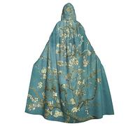 FRESQA Capa de poliéster con capucha para adultos, diseño de flor de almendro, capa de bruja de vampiro, disfraz de cosplay