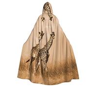 FRESQA Capa de poliéster con capucha para adultos, diseño de jirafa con dos jirafas, capa de bruja de vampiro, disfraz de cosplay