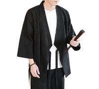 FRESQA Cárdigan japonés para hombre, kimono tradicional japonés samurái, ropa de calle, Yukata, camisa masculina Haori, camisa kimono para hombre, 4XL 5XL