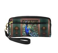 FRESQA Coconut Beach - Mini bolsa de maquillaje portátil con estampado de hamaca, versátil y compacta, perfecta para tus artículos esenciales, Hermosa imagen de pavo real, Talla única
