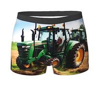 FRESQA Company Farm Tractor - Calzoncillos tipo bóxer con estampado de tractor, suaves, absorben la humedad, transpirables, flexibles y cómodos, Negro, L