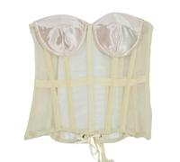 FRESQA Corsé Bustiers con sujetador para mujer, faja moldeadora de cintura de malla transparente, corpiños push-up sin tirantes, XXS a 5XL