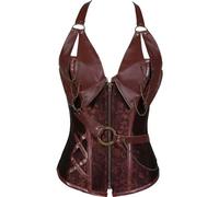 FRESQA Corsé Steampunk para mujer, corpiño gótico para el cuerpo, vestido burlesco, parte superior adelgazante, moldeadores de acero deshuesado, negro, Sexy de talla grande SM -6XL