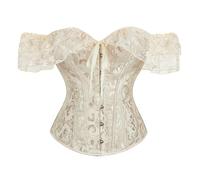 FRESQA Corsé victoriano Steampunk, Top con mangas de encaje, carpeta para el pecho, corpiño de talla grande 6XL, lencería Gorset