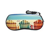 FRESQA Escena de playa con sillas, ultraligera, a prueba de golpes, portátil, con cremallera, funda suave con clip para cinturón, unisex, Escena de playa con sillas, talla única