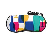 FRESQA Gafas de cóctel y botellas de vino, ultraligeras, a prueba de golpes, portátiles, con cremallera, funda suave, unisex, Copas de cóctel y botellas de vino, talla única