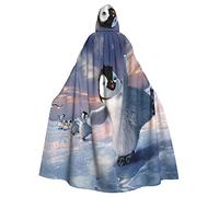 FRESQA Happy Penguin - Capa con capucha de poliéster para adultos, capa de Halloween y Navidad, capa de bruja de vampiro, disfraz de cosplay