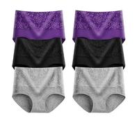 FRESQA L-3XL de Talla Grande para Mujer, Ropa Interior de Cintura Alta, Bragas de algodón, Bragas Abdominales, Bragas de recuperación posparto para Mujer