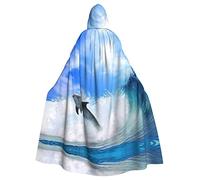 FRESQA Lindo delfín de poliéster con capucha para adultos, capa de Halloween, Navidad, capa de bruja de vampiro, disfraz de cosplay