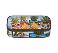 FRESQA Lunar Astronaut - Estuche para bolígrafos de papelería de gran capacidad con compartimento duradero, caja de lápices, Gafas de sol de fruta de piña Sand Beach, Talla única, Funda para llave