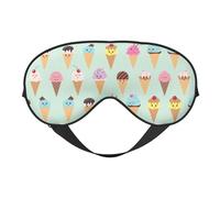 FRESQA Máscara de dormir unisex con estampado de conos de helado, máscara de ojos de doble cara, ideal para un sueño profundo y cuidado de la piel, color negro