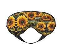FRESQA Máscara de dormir unisex con estampado de girasoles, máscara de ojos de doble cara, ideal para un sueño profundo y cuidado de la piel, color negro