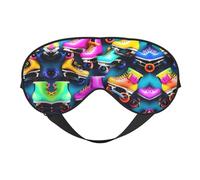 FRESQA Máscara de dormir unisex con estampado de patines coloridos, máscara de ojos de doble cara, ideal para un sueño profundo y cuidado de la piel, color negro