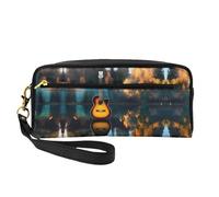 FRESQA Mini bolsa de maquillaje portátil con estampado de animales de manatí, versátil y compacta, perfecta para tus artículos esenciales, Lake Guitar Reflections, Talla única