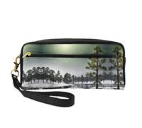 FRESQA Mini bolsa de maquillaje portátil con estampado de elefante azteca, versátil y compacta, perfecta para tus artículos esenciales, Árbol de aguja de pino para invierno, Talla única