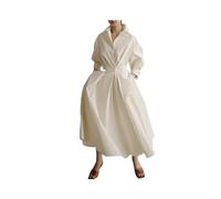 FRESQA S-5XL de Moda Coreana para Mujer, Vestido Camisero de Manga Larga, Vestido Largo Elegante con Cuello Vuelto, Ropa de Calle de otoño e Invierno