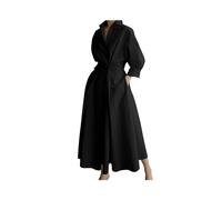 FRESQA S-5XL de Moda Coreana para Mujer, Vestido Camisero de Manga Larga, Vestido Largo Elegante con Cuello Vuelto, Ropa de Calle de otoño e Invierno