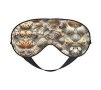 FRESQA Seashells - Máscara de dormir unisex con estampado de arena, máscara de ojos de doble cara, ideal para un sueño profundo y cuidado de la piel, color negro