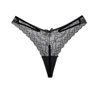 FRESQA Tangas Sexis con Cadena de Metal, Ropa Interior de Encaje Transparente para Mujer, Bragas eróticas Finas de algodón con Letras, Bragas sexuales sin Costuras