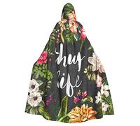 FRESQA Thug Life - Capa de poliéster con capucha para adulto, diseño de flores, para Halloween, Navidad, vampiro, bruja, disfraz de cosplay