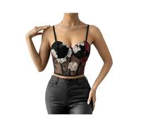 FRESQA Tops de corsé para mujer, corpiño moldeador, lencería de encaje con cintura, Push Up, corsé de fiesta Vintage, Top corto Y2k, camiseta sin mangas con corpiño de moda