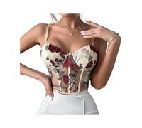 FRESQA Tops de corsé para Mujer, corpiño Moldeador, lencería de Encaje con Cintura, Push Up, corsé de Fiesta Vintage, Top Corto Y2k, Camiseta sin Mangas con corpiño de Moda