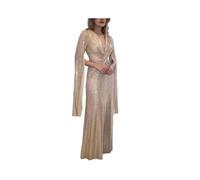 FRESQA Vestido de Fiesta drapeado con Lentejuelas y Cuello en V, Vestidos Largos Ajustados a la Moda para Mujer, Vestido de Noche Elegante