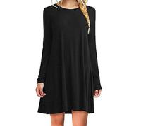 FRESQA Vestido Informal de Manga Larga con Cuello Redondo para Mujer, Camiseta Fina, Vestido Playero Holgado con Bolsillos de Talla Grande, otoño 2023