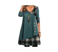 FRESQA Vestidos para Mujer Europeo y Americano otoño e Invierno Elegante Vestido de Fiesta Suelto Todos los días Vestido de Manga Larga con Botones