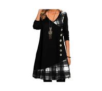 FRESQA Vestidos para Mujer Europeo y Americano otoño e Invierno Elegante Vestido de Fiesta Suelto Todos los días Vestido de Manga Larga con Botones
