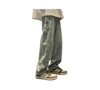 FRESQA Y2K-Pantalones Rectos Vintage de Estilo Coreano para Hombre y Mujer, Ropa de Calle de Gran tamaño con Estrella estética, Vaqueros de Pierna Ancha Alt Denim