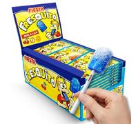 Fresquito Pintalenguas sabor Mora, Caramelo con palo y polvo acidulado, sin gluten, sin huevo y sin lactosa es completamente apto para celíacos, Contiene 1 caja con 80 unidades