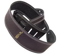 FRET-KING - Correa de piel de doble costura de 2.5 pulgadas, color negro