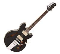 Fret-King Elise Custom con estilo vintage Vibrato - Negro Brillante