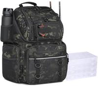 FRETHIND Mochilas Pesca con 4 Cajas Lure Bolsa de Pesca de 50L con Compartimento Frigorífico Resistente al Agua Grande (Camo)