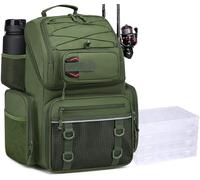 FRETHIND Mochilas Pesca con 4 Cajas Lure Bolsa de Pesca de 50L con Compartimento Frigorífico Resistente al Agua Grande (Verde)