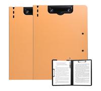 FRETONBA Portapapeles A4 con clips dobles, 2 piezas plegables con tapa, carpeta de documentos de plástico, organizador personal ligero adecuado para la escuela, oficina, industria, color naranja