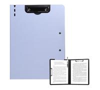 FRETONBA Portapapeles A4 con doble clip, tablero plegable con tapa, carpeta de documentos de plástico, organizador personal ligero adecuado para la escuela, oficina, industria, color morado