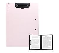 FRETONBA Portapapeles A4 con doble clip, tablero plegable con tapa, carpeta de documentos de plástico, organizador personal ligero adecuado para la escuela, oficina, industria, color rosa