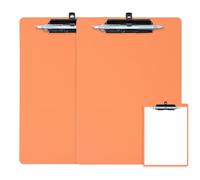 FRETONBA Portapapeles A4 con Portalápices, 2 Piezas Carpeta de Plástico, Tablero de Escritura con Ganchos Retráctiles, A4 Clipboards para Oficina, Hospital, Aulas (Naranja)