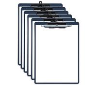 FRETONBA Portapapeles A4 con Portalápices, 6 Piezas Carpeta de Plástico, Tablero de Escritura con Ganchos Retráctiles, A4 Clipboards para Oficina, Hospital, Aulas (Azul)