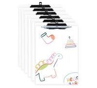 FRETONBA Portapapeles A4 con Portalápices, 6 Piezas Carpeta de Plástico, Tablero de Escritura con Ganchos Retráctiles, A4 Clipboards para Oficina, Hospital, Aulas (Blanco)