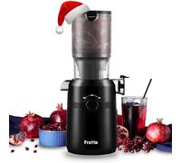 Fretta Extractor de Zumos y Verduras, Apertura de 108MM y Capacidad de 1L, Licuadora Prensado en Frio para Frutas Enteras, 200W Slow Juicer Machine, Montaje y Limpieza Rápidos, Sin BPA(Negro, 1L)