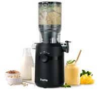 Fretta Extractor de Zumos y Verduras, Apertura de 108MM y Capacidad de 1L, Licuadora Prensado en Frio para Verduras Frutas Enteras,200W Slow Juicer Machine,Fácil Montaje y Limpieza,Sin BPA(Negro Mate)