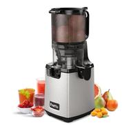 Fretta extractor de zumos y verduras,Exprimidor de Frutas y Verduras de 1,8 Litros con Triple Filtro,250W,fácil de instalar,desmontar y limpiar,Base de acero inoxidable (Gris)