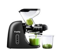 Fretta Extractor de zumos y verduras-Licuadora prensado en frío-Cold press slow juicer machine-El gran canal de alimentación ahorra tiempo y esfuerzo-100% libre de BPA y fácil de limpiar（Negro）