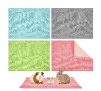 Frettchen Käfigunterlage | Waschbar Wiederverwendbar Saugfähig 4er Set | Hamster Urinunterlage - Chenille Plüsch 50x30cm 120g Weich Rutschfest Langlebig | Chinchilla Igel Mäuse Kaninchen | Innenberei