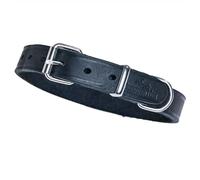 FREUDENTIER Alsterufer - Collar de piel para perros pequeños, medianos y grandes de piel engrasada certificada, hecho a mano en la UE (medianoche, 29-40,5 cm)