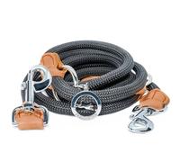 FREUDENTIER Correa para perros ajustable de 3 m, correa para colgar para perros medianos y grandes, color negro