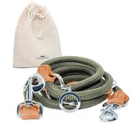 FREUDENTIER Correa para perros de 2 m para perros medianos y grandes, ajustable en 3 posiciones, nailon resistente redondeado con elegantes elementos de cuero marrón (verde bosque)